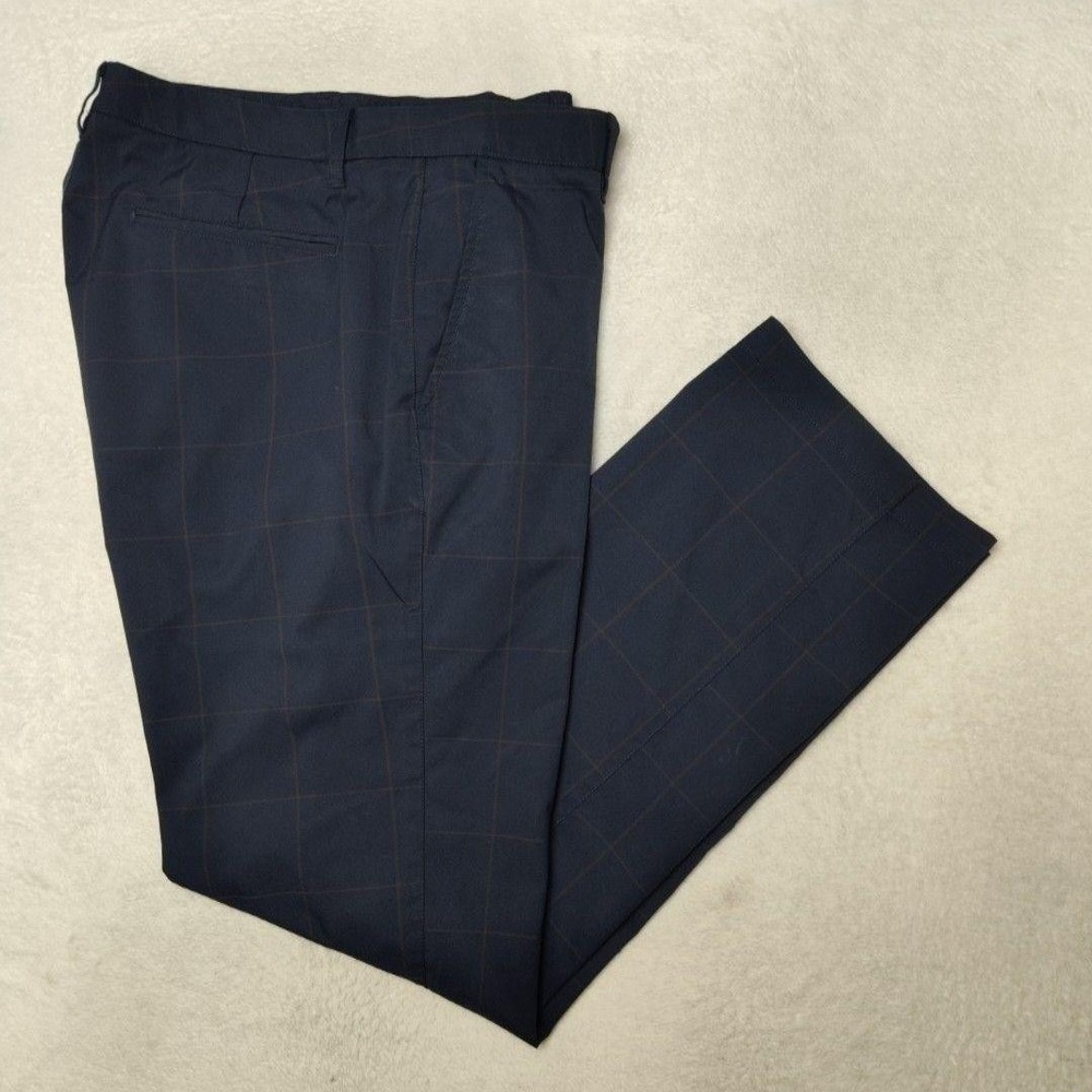 Bonobos Pants Mens 36x32 Blue Plaid Maide Golf Performance Straight Leg Dress